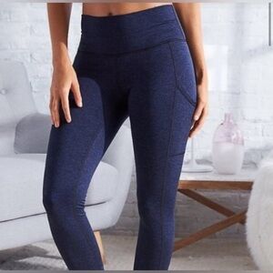 Aerie Navy Blue Chill Play Move Heathered High Rise Yoga Workout Pocket Leggings